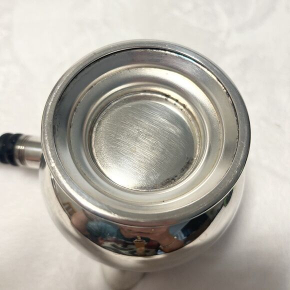 Vintage WM ROGERS Silverplate Pipkin Gravy Bowl Brandy Warmer w/Wood Handle - Picture 9 of 10